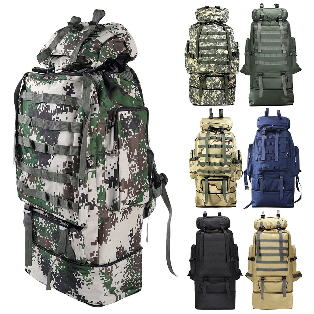 100L Large Military Camping Backpack Waterproof Camo Hiking Travel Tactical Bag 100L Large Military Camping Backpack Waterproof Camo Hiking Travel Tactical Bag